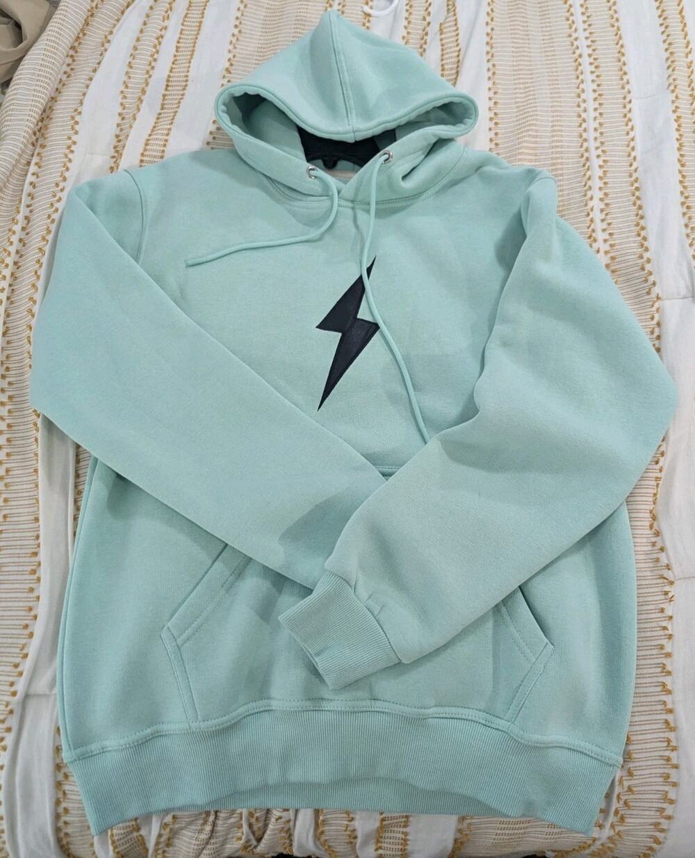 New Bruce Bolt Mens Pullover Hoodie Mint Green Embroidered Sweatshirt Size M